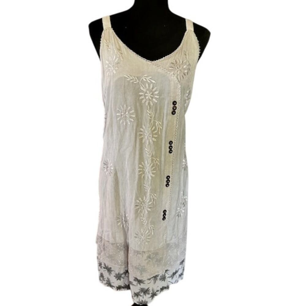 Raya Sun Cream Midi Dress with Black Accents